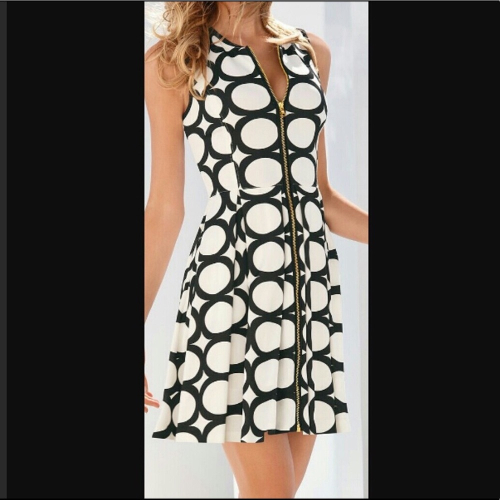 Boston Proper White & Black Circle dress